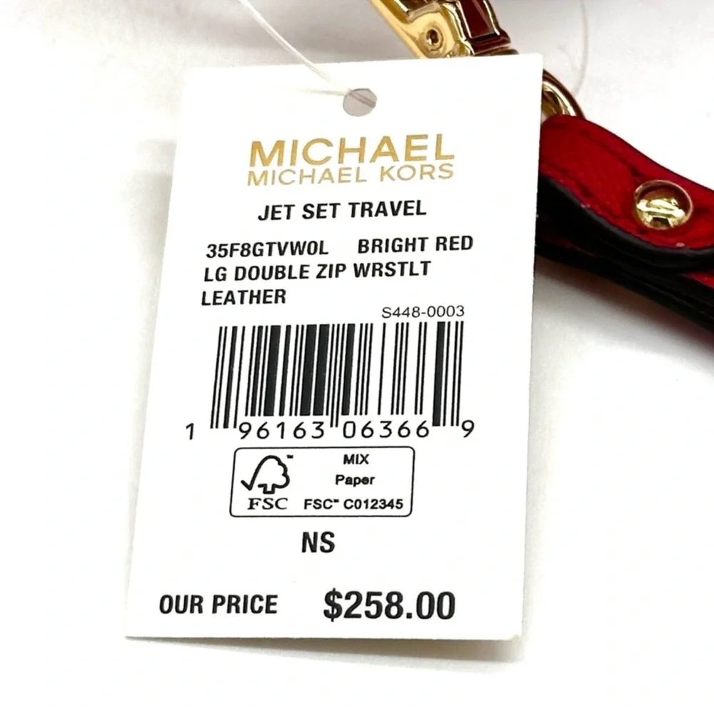 Michael Kors Sheila Medium Center Zip Satchel Bag & Large Double Zip Wallet Red - Picture 15 of 16